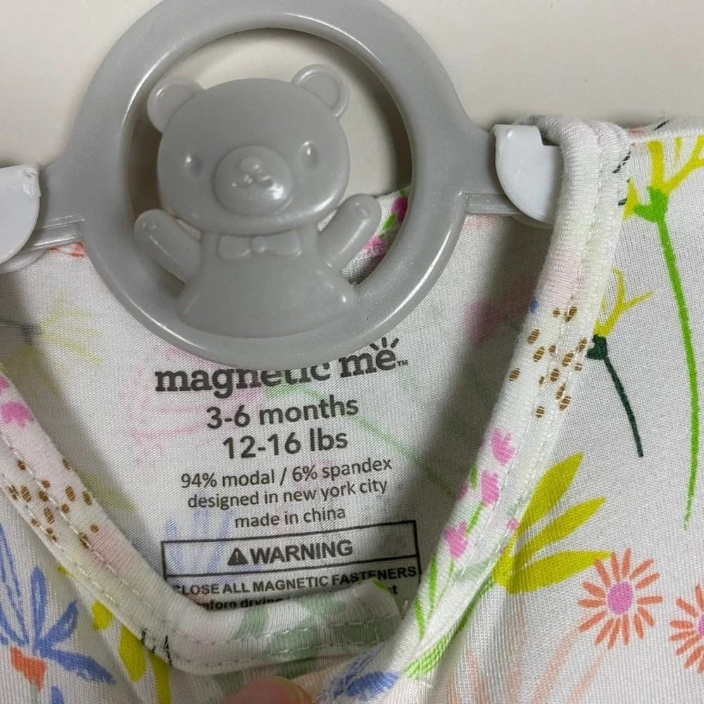 Magnetic Me Wildflower Ruffle Footie Sleeper Kids 3-6M White Floral Magnetic